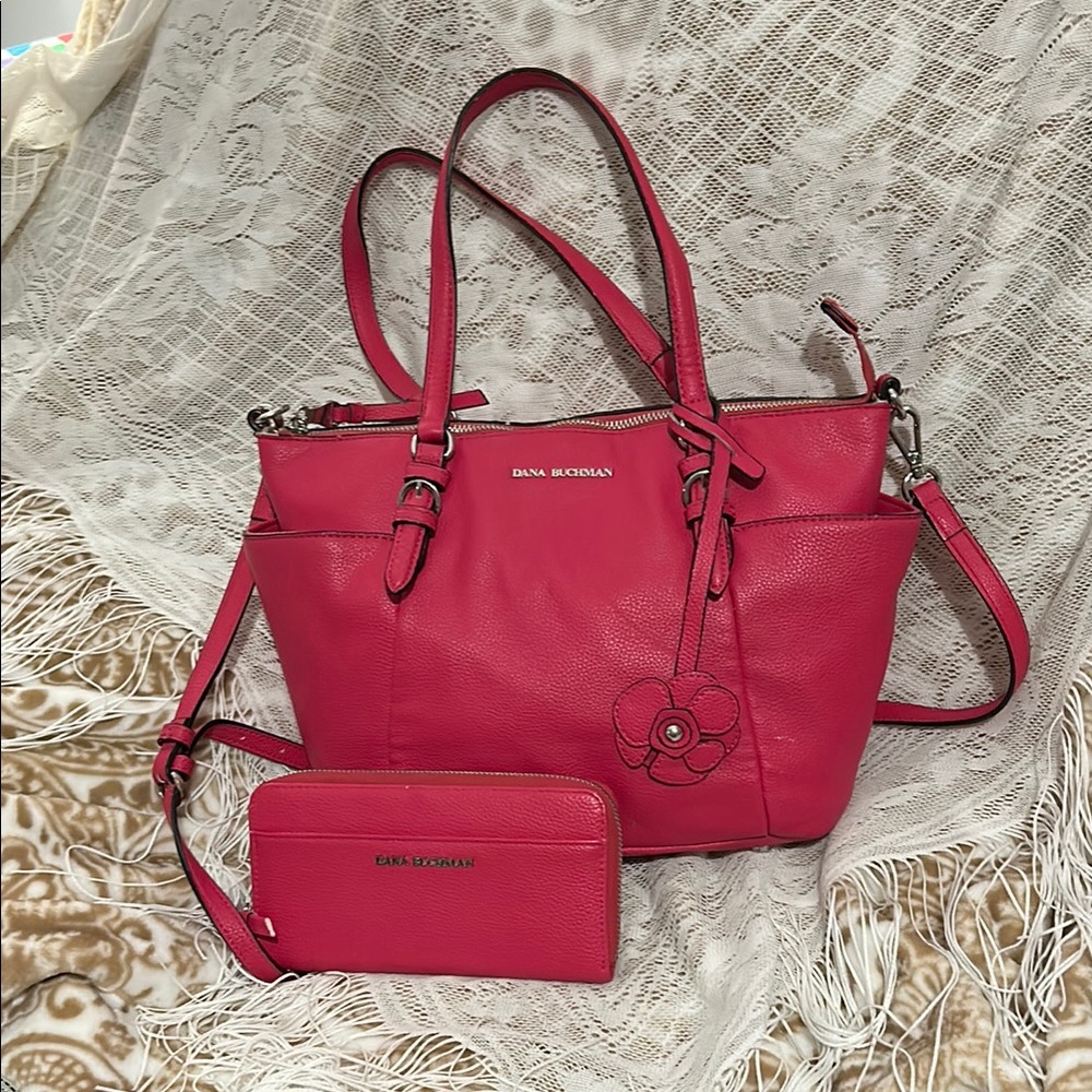 Dana Buchman Pink Shoulder Bag Set with Matching Wallet